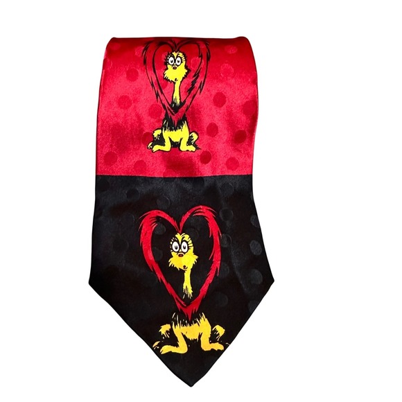 Dr. Seuss Other - Vtg‎ 96 Dr. Seuss "I'll Run the Zoo"Valentine Heart Character Silk Tie Red Black